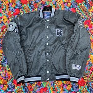 Vintage Campri Team Line LA Raiders NFL Button Down Bomber Jacket